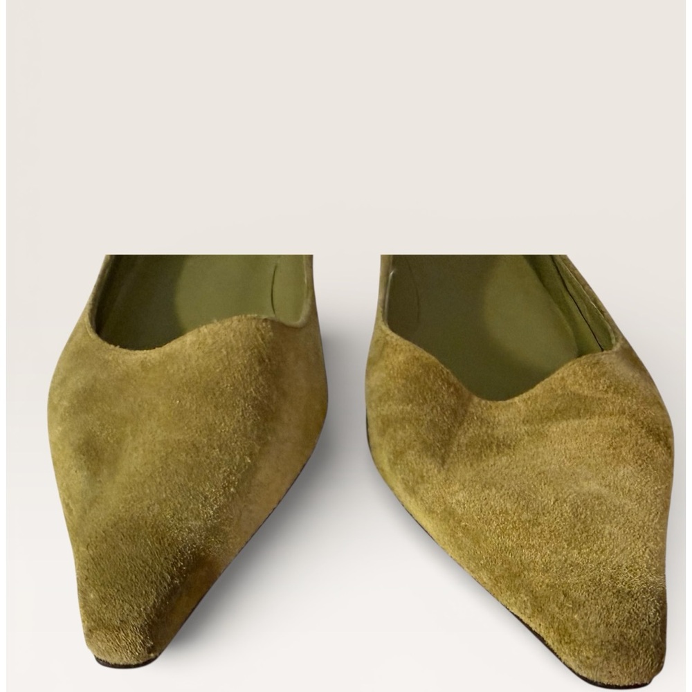 Delman Vintage Women’s Olive Green Suede Kitten Heels - Picture 6 of 10